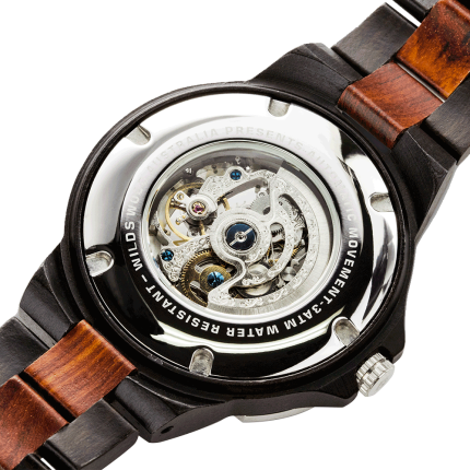 Men Genuine Automatic Rose Ebony Wooden Watches No Battery Needed - Image 2