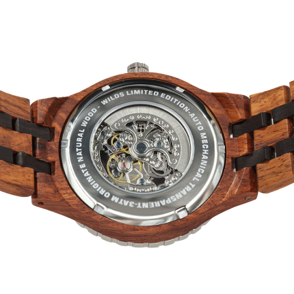 Men Premium Self-Winding Transparent Body Ambila Ebony Wood Watches - Image 3