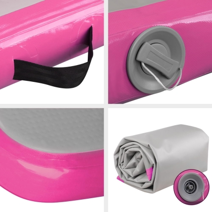 Everfit 3m x 1m Air Track Mat Gymnastic Tumbling Pink and Grey - Image 3