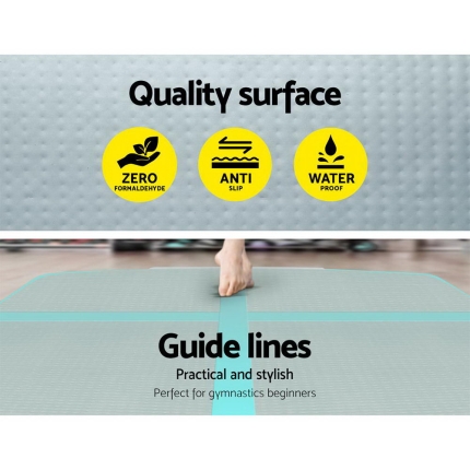 Everfit 3m x 1m Air Track Mat Gymnastic Tumbling Mint Green and Grey - Image 4