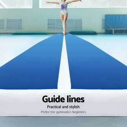 5m x 1m Inflatable Air Track Mat 20cm Thick Gymnastic Tumbling Blue And White - Image 4
