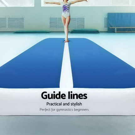 Everfit 5X1M Inflatable Air Track Mat 20CM Thick with Pump Tumbling Gymnastics Blue - Image 4