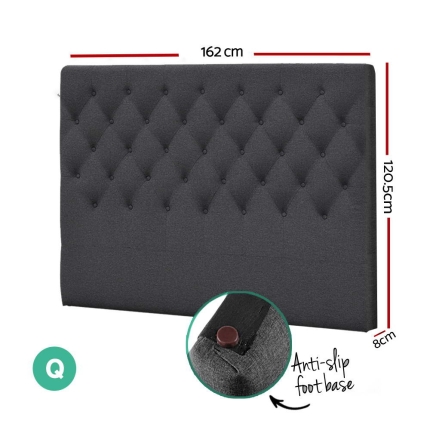 Queen Size Bed Head Headboard Bedhead Fabric Frame Base CAPPI Charcoal - Image 2