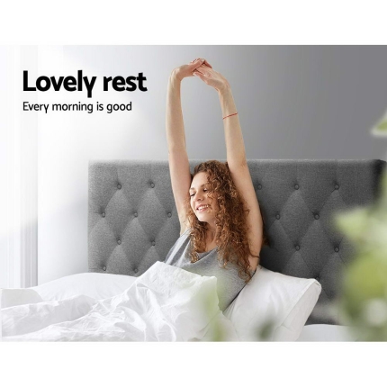 Queen Size Bed Head Headboard Bedhead Fabric Frame Base CAPPI Grey - Image 6