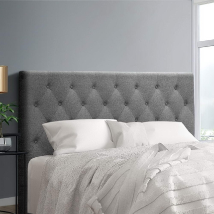 Queen Size Bed Head Headboard Bedhead Fabric Frame Base CAPPI Grey - Image 7