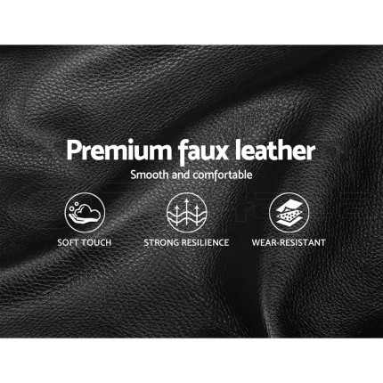 Bed Frame Queen Size Base Mattress Platform Leather Wooden Black SOHO - Image 4