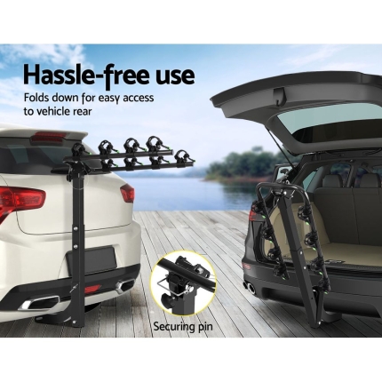 Giantz Bike Carrier 4 Bicycle Car Rear Rack Hitch Mount 2" Towbar Foldable Steel - Image 4