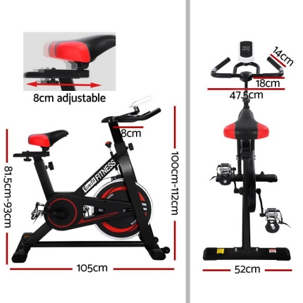 Everfit Spin Exercise Bike Cycling Fitness Commercial Home Workout Gym Black - Image 2