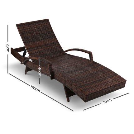 Gardeon 2pc Sun Lounge Outdoor Furniture Day Bed Rattan Wicker Lounger Patio - Image 2