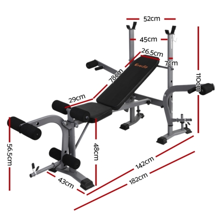 Everfit Multi Station Weight Bench Press Fitness Weights Equipment Incline Black - Image 2