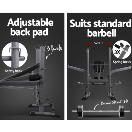 Everfit Multi Station Weight Bench Press Fitness Weights Equipment Incline Black - Image 5