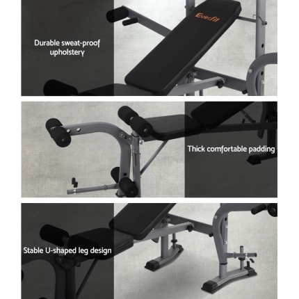 Everfit Multi Station Weight Bench Press Fitness Weights Equipment Incline Black - Image 6