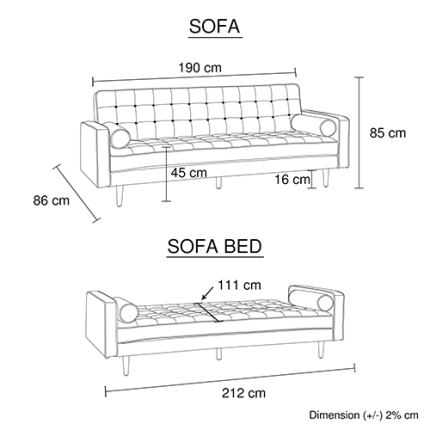 Sofa Marcella Black Velvet Fabric - Image 6