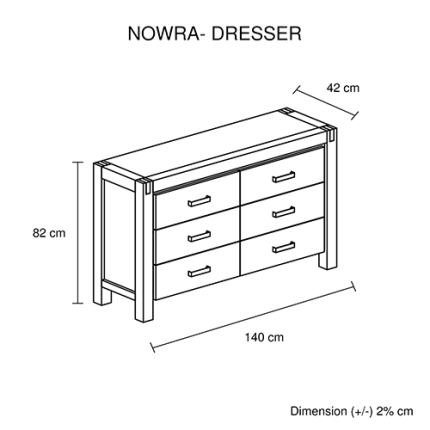 NOWRA 6 Drawer Dresser Chocolate - Image 6