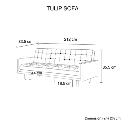 Tulip 3 Seater Sofa Bed Grey - Image 6