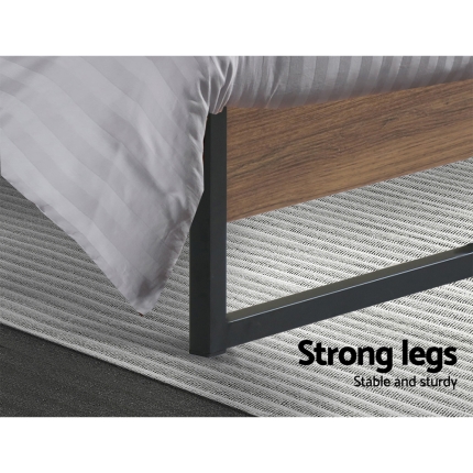 Metal Bed Frame King Size Mattress Base Platform Foundation Wooden Black OSLO - Image 6