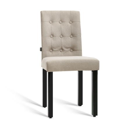 Artiss x2 DONA Dining Chair Fabric Foam Padded High Back Wooden Kitchen Beige - Image 3