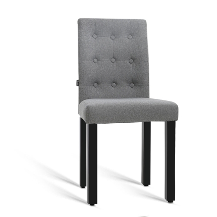 Artiss x2 DONA Dining Chair Fabric Foam Padded High Back Wooden Kitchen Grey - Image 3