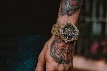 Men Premium Self-Winding Transparent Body Zebra Wood Watches - Image 5