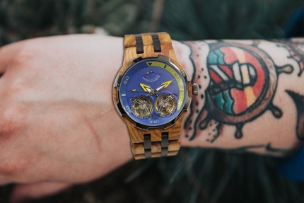 Men Dual Wheel Automatic Ambila Wood Watch - Image 8