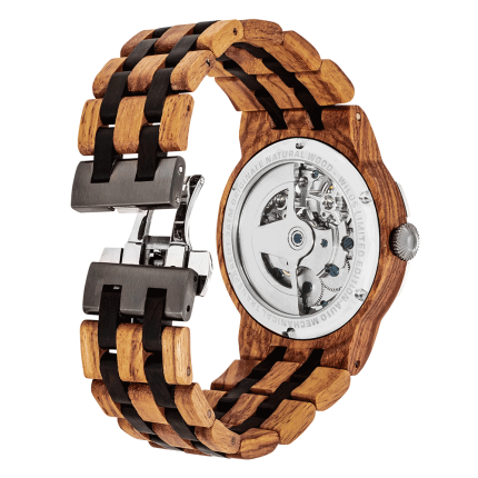 Men Dual Wheel Automatic Ambila Wood Watch - Image 3