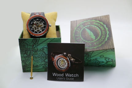 Men Premium Self-Winding Transparent Body Ebony Rosewood Watches - Image 4