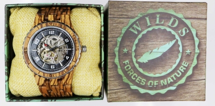 Men Premium Self-Winding Transparent Body Zebra Wood Watches - Image 4