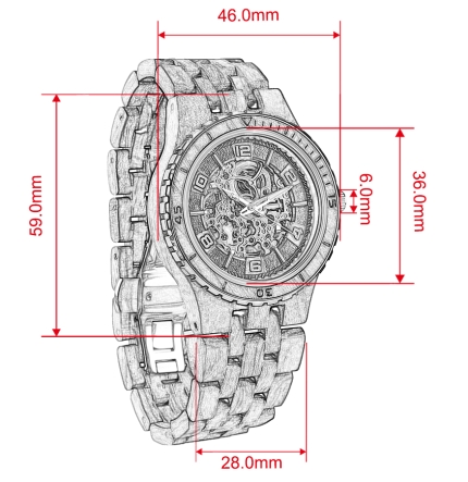 Men Premium Self-Winding Transparent Body Ebony Rosewood Watches - Image 6