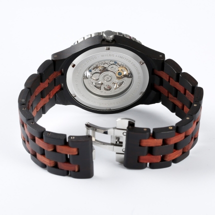 Men Premium Self-Winding Transparent Body Ebony Rosewood Watches - Image 3