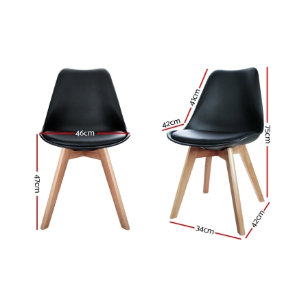 Artiss Set of 4 Padded Dining Chair - Black - Image 2