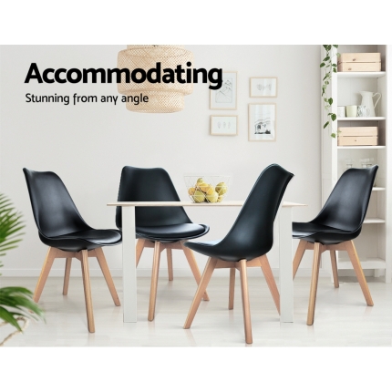 Artiss Set of 4 Padded Dining Chair - Black - Image 3