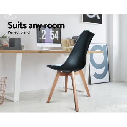 Artiss Set of 4 Padded Dining Chair - Black - Image 5