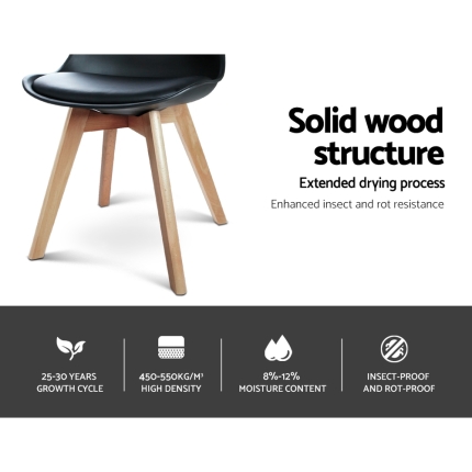 Artiss Set of 4 Padded Dining Chair - Black - Image 6