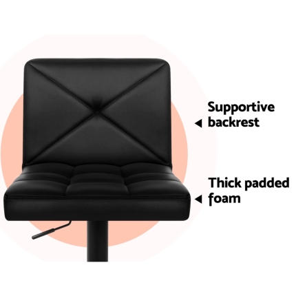 Artiss Set of 2 PU Leather Gas Lift Bar Stools - Black - Image 4