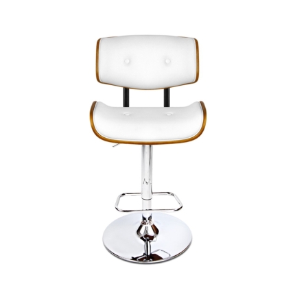 Artiss Wooden Gas Lift Bar Stool - White and Chrome - Image 3
