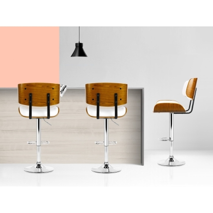 Artiss Wooden Gas Lift Bar Stool - White and Chrome - Image 6