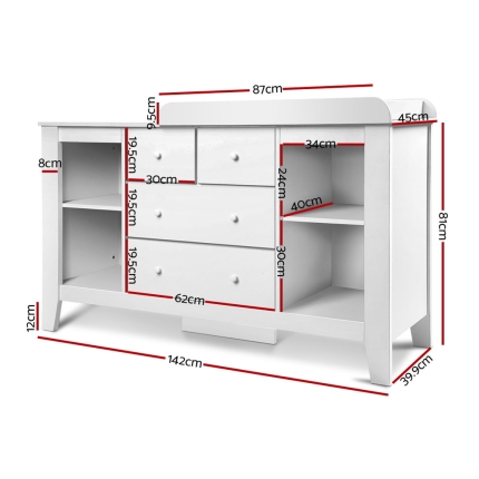 Keezi Baby Change Table Tall boy Drawers Dresser Chest Storage Cabinet White - Image 2