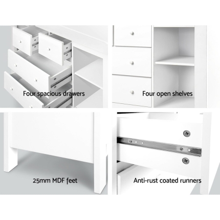Keezi Baby Change Table Tall boy Drawers Dresser Chest Storage Cabinet White - Image 5
