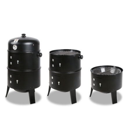Grillz 3-in-1 Charcoal BBQ Smoker - Black - Image 3