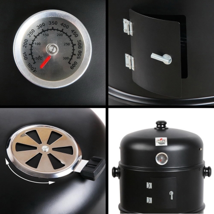 Grillz 3-in-1 Charcoal BBQ Smoker - Black - Image 6