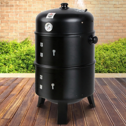 Grillz 3-in-1 Charcoal BBQ Smoker - Black - Image 7