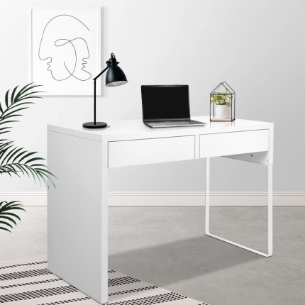 Artiss Metal Desk with 2 Drawers - White - Image 7