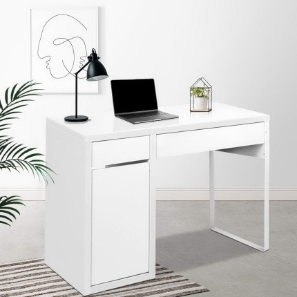 Artiss Metal Desk With Storage Cabinets - White - Image 7
