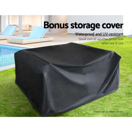 Gardeon 7 Piece PE Wicker Outdoor Furniture Set - Brown - Image 5