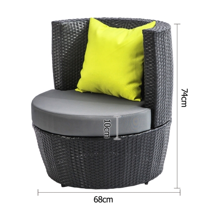 Gardeon 4 Piece PE Wicker Outdoor Set - Black - Image 2