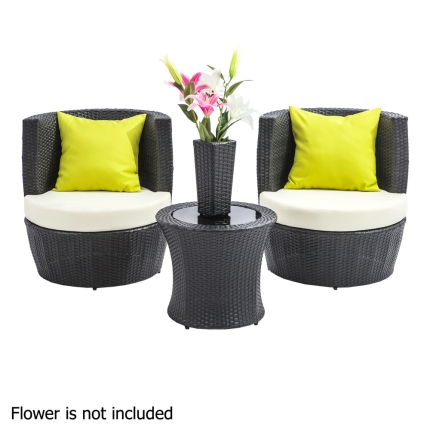 Gardeon 4 Piece PE Wicker Outdoor Set - Black - Image 5