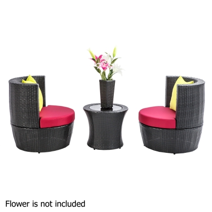 Gardeon 4 Piece PE Wicker Outdoor Set - Black - Image 6