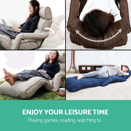 Artiss Adjustable Lounger with Arms - Charcoal - Image 4