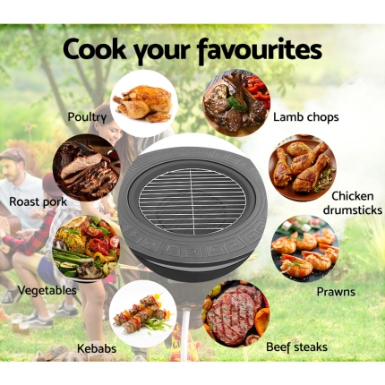 Grillz Round Outdoor Fire Pit BBQ Table Grill Fireplace - Image 5