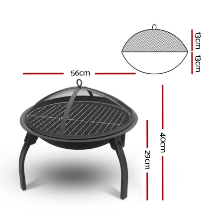 Fire Pit BBQ Charcoal Smoker Portable Outdoor Camping Pits Patio Fireplace 22" - Image 2